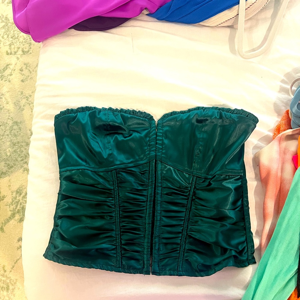 Superdown Green Corset Top NWT